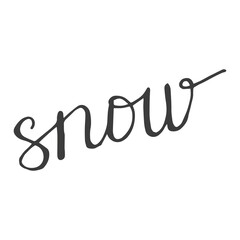 New year hand-drawn black and white snow lettering element illustration