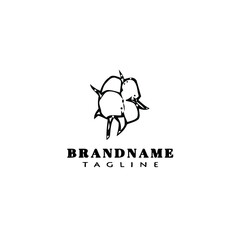 cotton flowers logo cartoon icon design template black isolated vector illustration