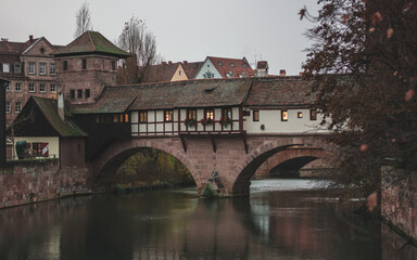 Nuremberg, Hangman`s Bridge Over the Pegnitz River. Franconia