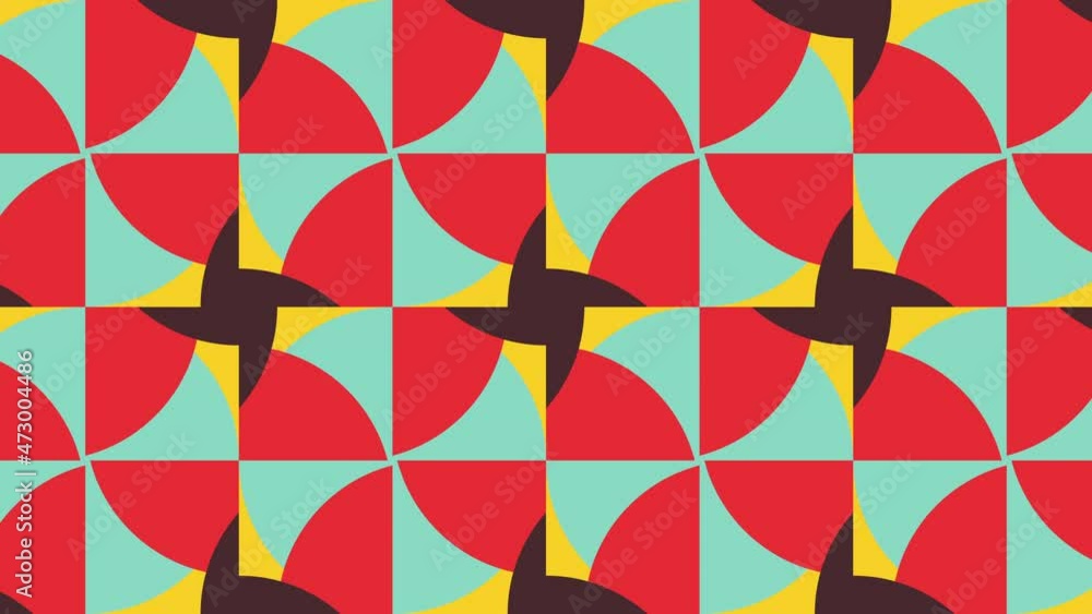 Aufkleber multicolor geometric pattern with animated tiles. abstract shapes in minimal dynamic mosaic. motion 