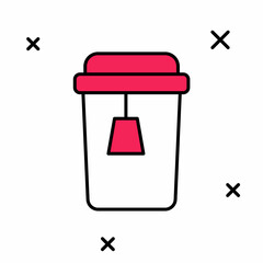 Obraz premium Filled outline Cup of tea icon isolated on white background. Vector