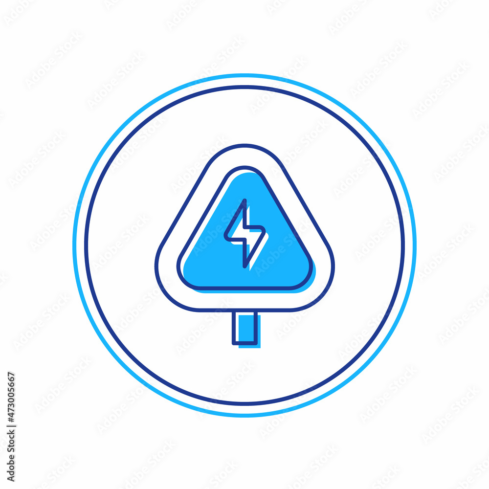Poster filled outline high voltage sign icon isolated on white background. danger symbol. arrow in triangle