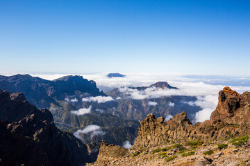 Fototapeta premium Spring sunset in Caldera De Taburiente Nature Park, La Palma Island, Canary Islands, Spain