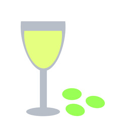 Glass of grape wine and grape berries.