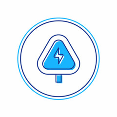 Filled outline High voltage sign icon isolated on white background. Danger symbol. Arrow in triangle. Warning icon. Vector