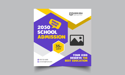 kids education admission social media post and  banner template Premium vector