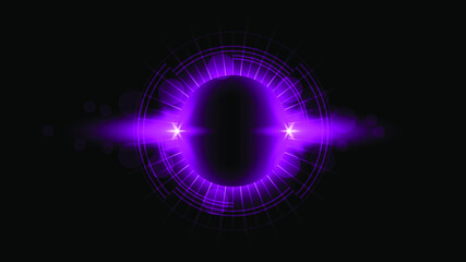 Sun Eclipse Purple Fire Dark Background Vector Moon Design Style Space Science Glow Light