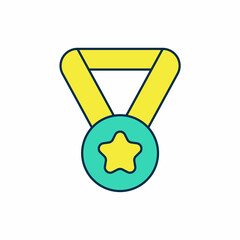 Filled outline Medal icon isolated on white background. Winner symbol. Vector
