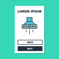 Filled outline Kitchen extractor fan icon isolated on turquoise background. Cooker hood. Kitchen exhaust. Household appliance. Vector