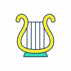 Filled outline Ancient Greek lyre icon isolated on white background. Classical music instrument, orhestra string acoustic element. Vector