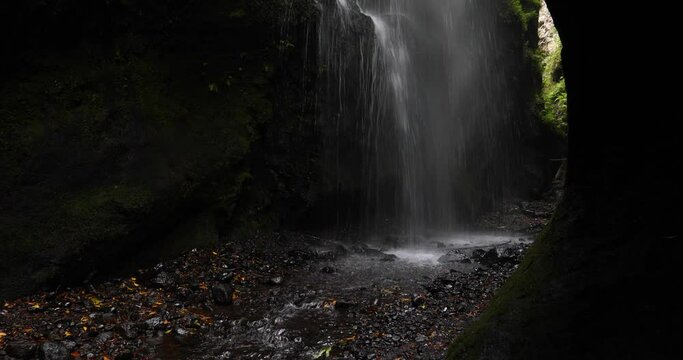 Scene of Tilos waterfall in La Palma Island, Canary Islands. 4K UHD