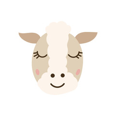Cute Baby Sheep face. Vector illustration.