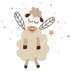 Cute Baby Sheep. Vector illustration.