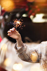 sparkler Christmas new year atmosphere greeting card