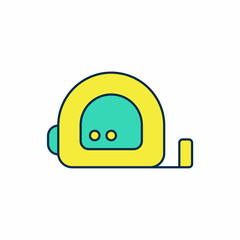 Filled outline Roulette construction icon isolated on white background. Tape measure symbol. Vector