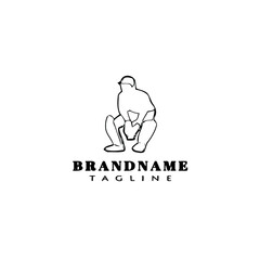 Fototapeta premium cricket player logo cartoon design template icon black isolated vector