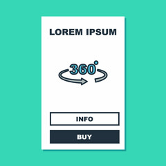 Filled outline 360 degree view icon isolated on turquoise background. Virtual reality. Angle 360 degree camera. Panorama photo. Vector