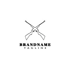 crossed gun logo cartoon design template icon black isolated cute illustration