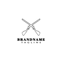 crossed gun logo cartoon design template icon cute isolated vector illustration