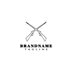 Obraz premium crossed gun logo cartoon design cute icon black isolated vector illustration