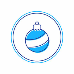 Filled outline Christmas ball icon isolated on white background. Merry Christmas and Happy New Year. Vector