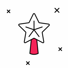 Filled outline Christmas star icon isolated on white background. Merry Christmas and Happy New Year. Vector