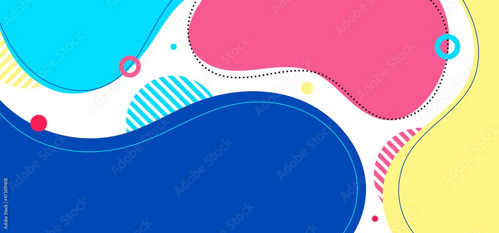 Poster abstract trendy organic shape composition amorphous forms and lines with circles geometric elements 