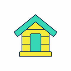 Filled outline Dog house icon isolated on white background. Dog kennel. Vector
