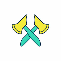 Filled outline Wooden axe icon isolated on white background. Lumberjack axe. Vector