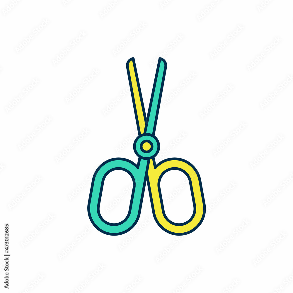 Poster filled outline scissors icon isolated on white background. tailor symbol. cutting tool sign. vector