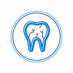 Filled outline Broken tooth icon isolated on white background. Dental problem icon. Dental care symbol. Vector