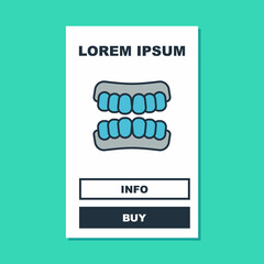 Filled outline Dentures model icon isolated on turquoise background. Teeth of the upper jaw. Dental concept. Vector © Iryna