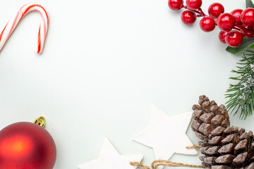 Christmass tree and mint cane on white background