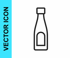 Black line Bottle of water icon isolated on white background. Soda aqua drink sign. Vector