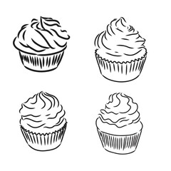 drawing of a cup cake cupcake vector sketch