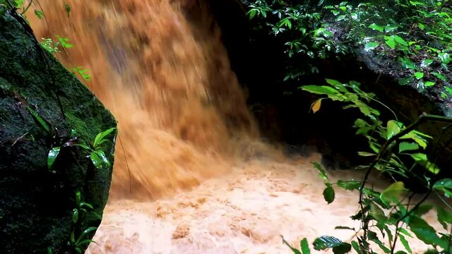 Wang Sao Thong Waterfall in tropical rainforest Koh Samui Thailand.