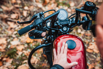Close up photo of customized motorcycle.