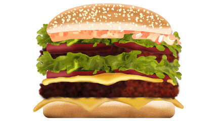 drawing burger for restoran menu and futuristic image  for you web page