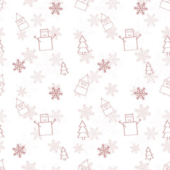 Christmas repeat pattern created with Christmas object outline shapes, Seamless Christmas pattern.