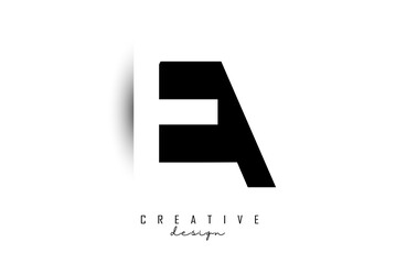 Letters AE Logo with black and white negative space design. Letters A and E with geometric and typography.