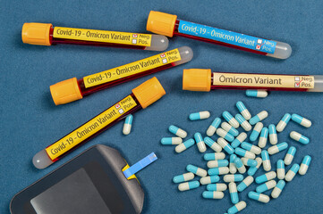 variant of covid-19 Omicron, written on blood collection tube, new sepa concept