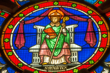 Colorful Saint Manvieu Stained Glass Cathedral Bayeux Normandy France