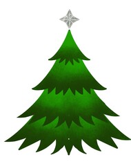 A Christmas tree with a silver star on the top