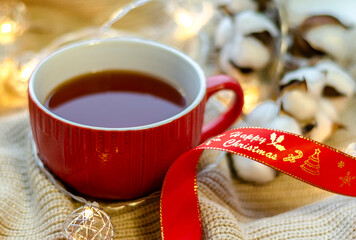 A New Year's red ribbon with the inscription 