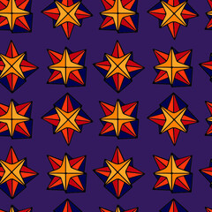 Geometric seamless pattern of hand drawn stars