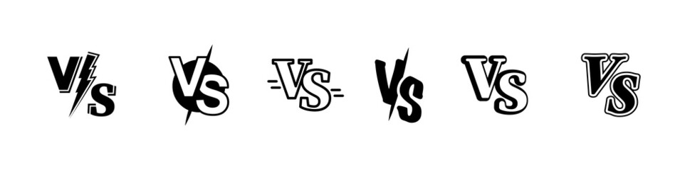 Set of versus logo letters. Collection of VS versus letters icons. VS letters for sports, fight, competition, battle, match, game. Letters symbols. Vector illustration