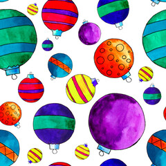 Christmas seamless background with themed Christmas ball
