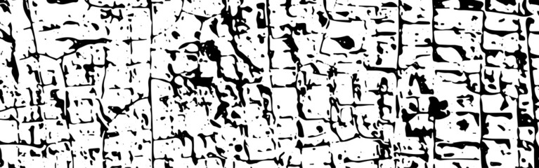 Grunge background black and white. Texture of chips, cracks, scratches, scuffs, dust, dirt. Dark monochrome surface. Old vintage vector pattern