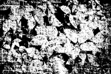 Grunge black and white. Abstract monochrome texture. Pattern of cracks, scratches, chips, dust, dirt. Old worn surface. Black and white vector background