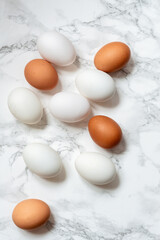 Chicken eggs on the table Farm products, natural eggs.